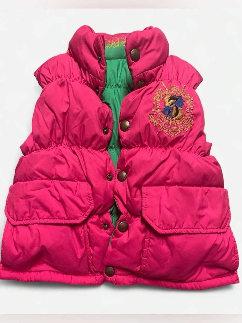 Ralph Lauren Hot Pink reversible Puffer Vest